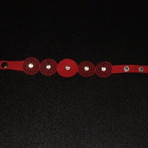 Burgundy Red Grunge Rhinestone Statement Cuff
